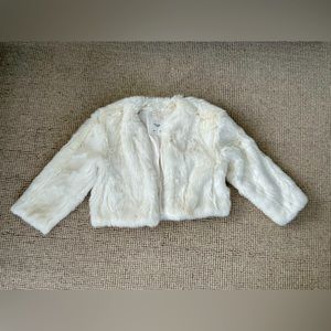 Abercrombie White Cropped Faux Fur Jacket